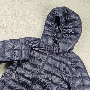 UNIQLO Jacket Womens XS Blue Hooded Lightweight Down Puffer Zip Pockets Quilted